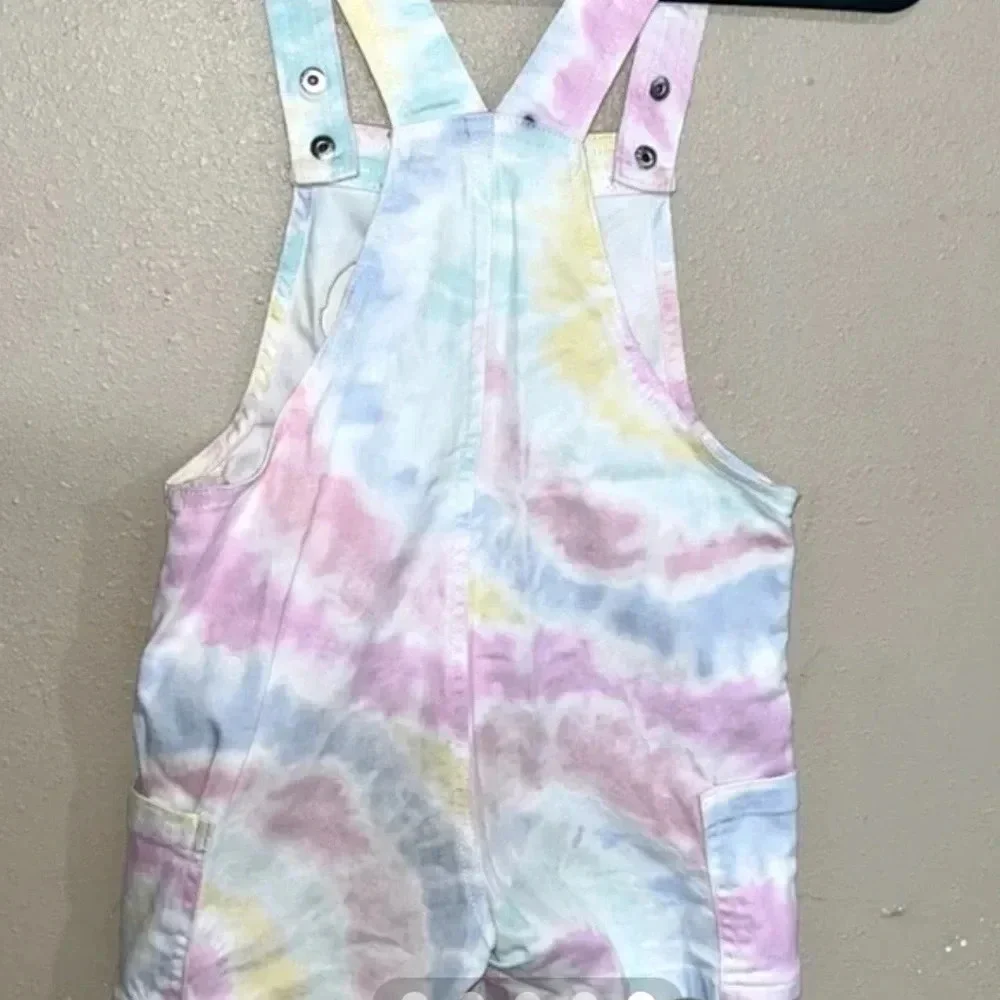 365 Kids Pastel Tie Dye Denim Shortalls size 6 Garanimals
